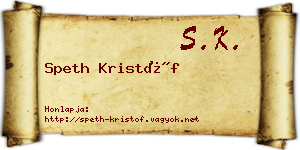 Speth Kristóf névjegykártya